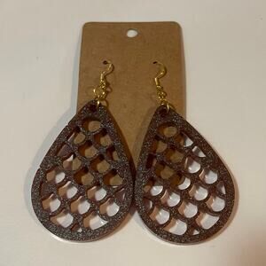 Handmade epoxy‎ resin mermaid scale earrings-brown shimmer w/ green irredescence